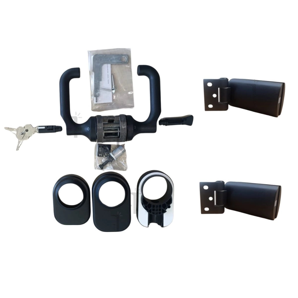 Kit per porta in vetro maniglia e cerniere nero opaco