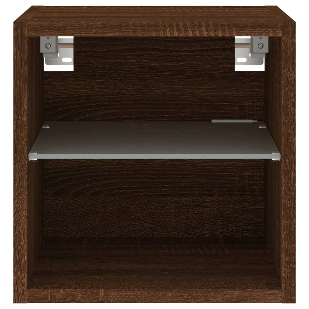 Mobile TV multimediale da parete mensola TV supporto TV sala da pranzo soggiorno camera da letto luci LED 2 pezzi rovere 30 x 28,5 x 30 cm marrone 02_0029157