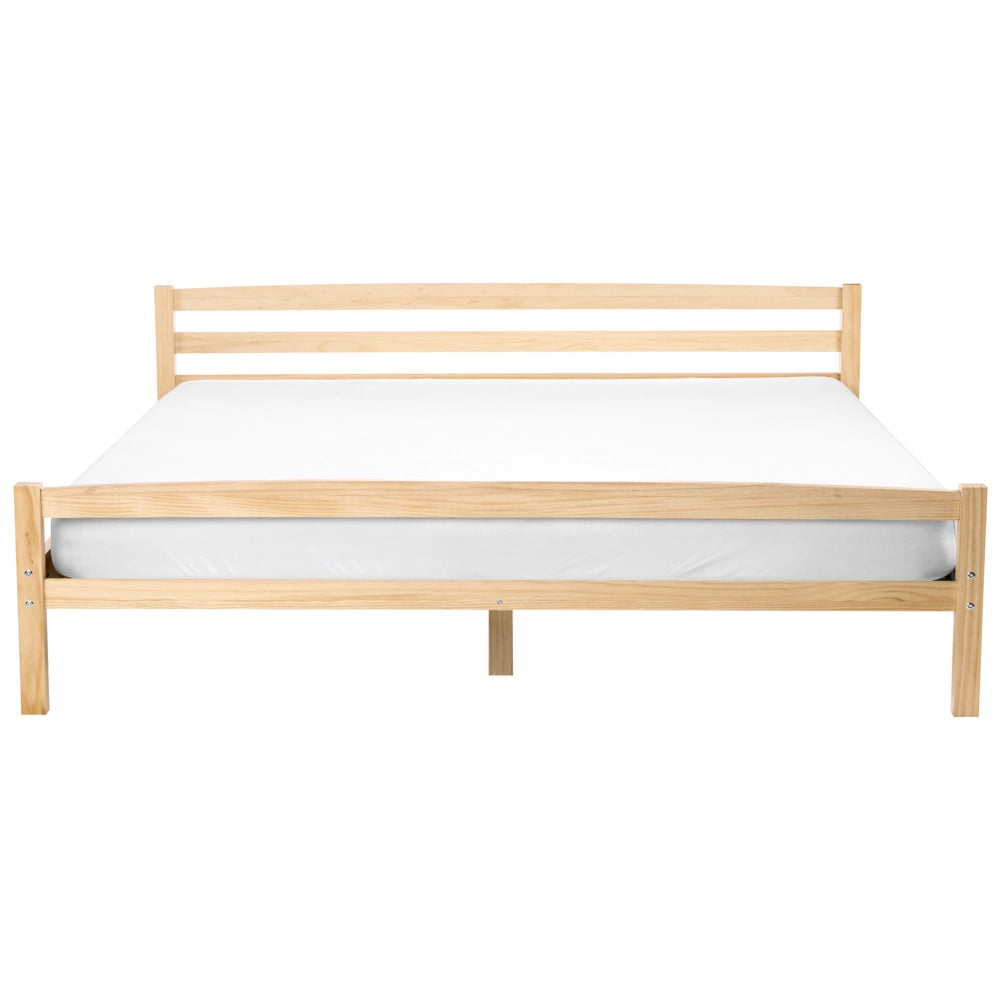 Letto matrimoniale in legno di pino chiaro 180 x 200 Testiera a doghe minimalista