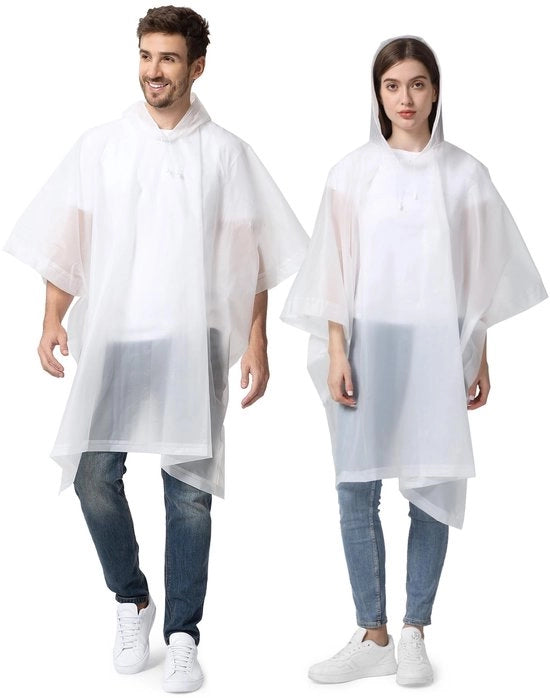 Regenponcho impermeabile da 2 pezzi - Materiale EVA riciclabile - Leggero e trasportabile - Con cappuccio e cinturino - Protezione per zaini - Impermeabile per zaini