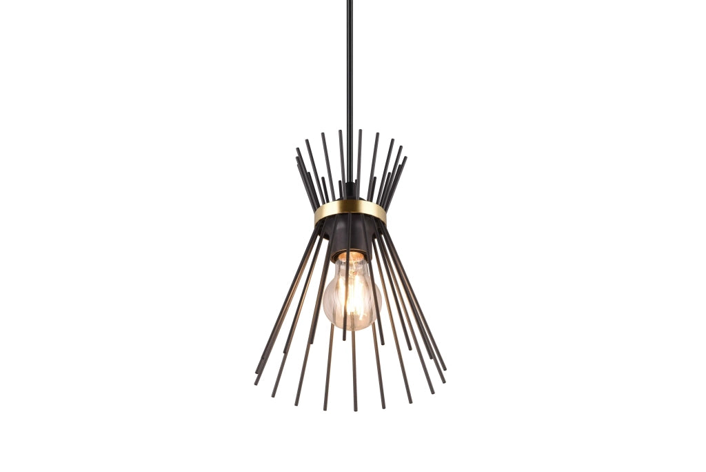Lampada a sospensione, bacchette di metallo, nero e oro, D 20 cm, Rod