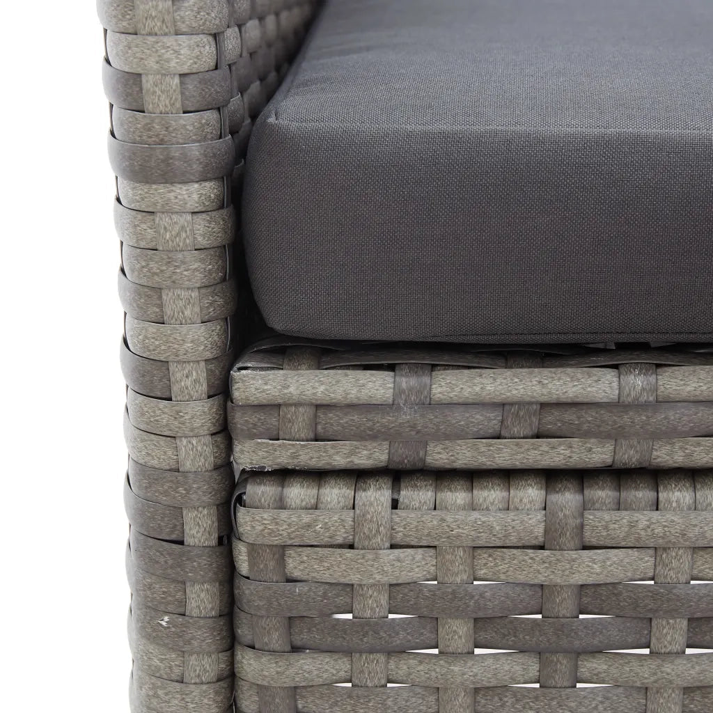 Panca da Corridoio-Sgabello-Panca da esterno 2 Posti con Tavolino 143 cm Polyrattan Grigio