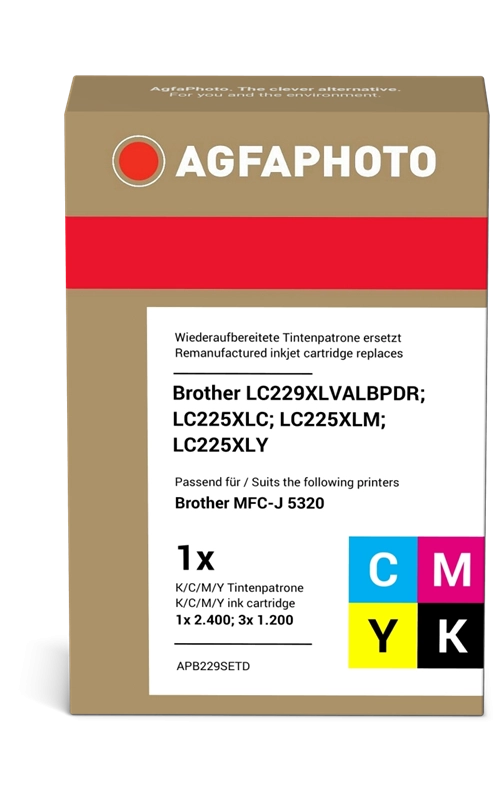 ORIGINAL Agfa Photo Multipack nero / ciano / magenta / giallo APB229SETD LC229XLBK,C,M,Y ~6000 Seiten Agfa Photo LC229XLVALBPDR