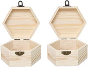 Scatola di Legno Piccola con Coperchio Naturale - Scatola da Gioielli Miniatura per Feste, Matrimoni, Compleanni - 2 pezzi Scatole Regalo (13 x 13 x 7cm)