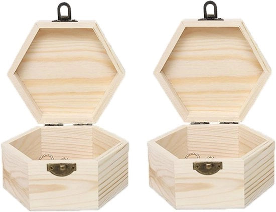 Scatola di Legno Piccola con Coperchio Naturale - Scatola da Gioielli Miniatura per Feste, Matrimoni, Compleanni - 2 pezzi Scatole Regalo (13 x 13 x 7cm)