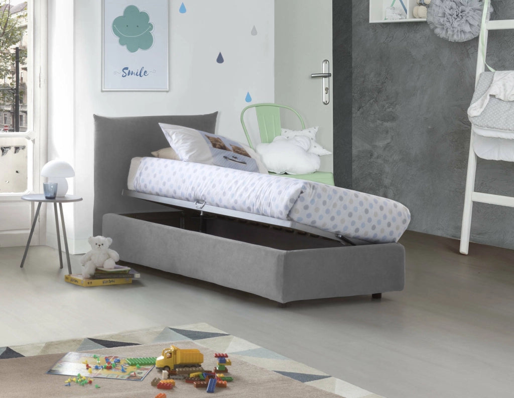 Astianatte, Letto Singolo Materasso Incluso Made in Italy, Grigio