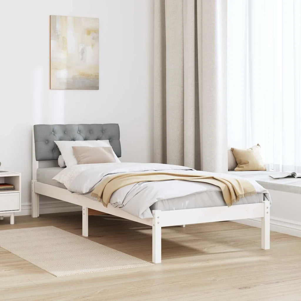 Struttura del Letto Bianco e grigio chiaro 75 x 190 cm 878653