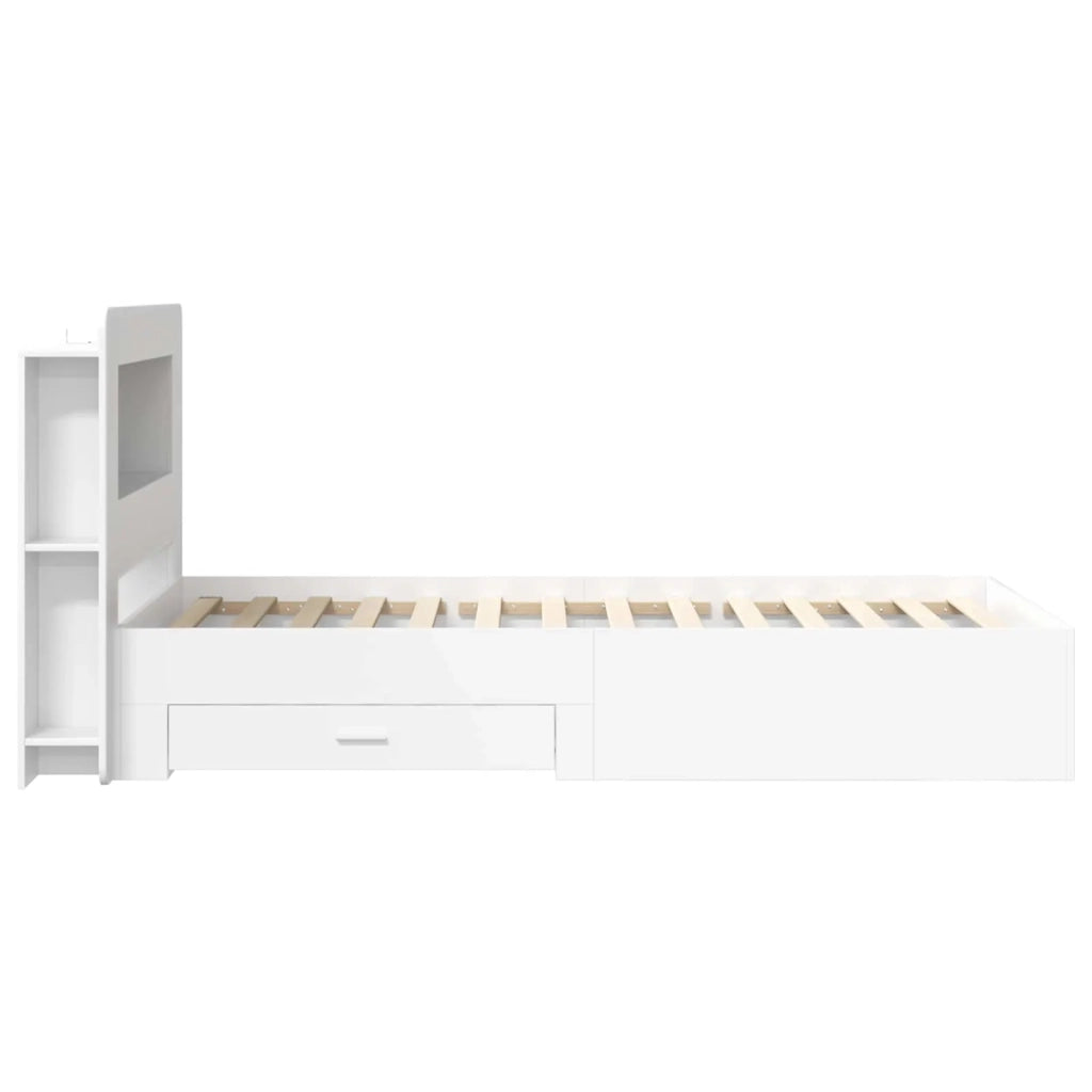 Telaio del letto con storage con testiera Bianco 80 x 200 cm
