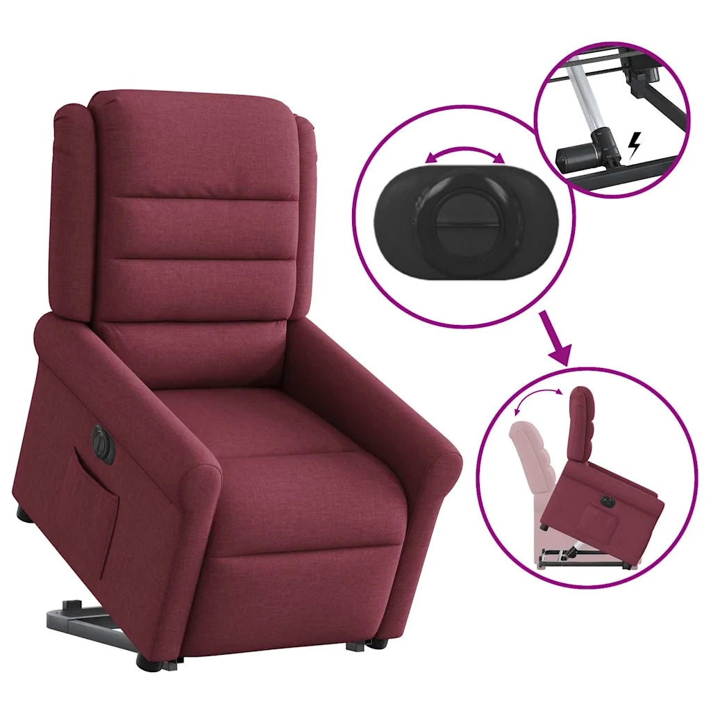 Poltrona Alzapersona Reclinabile Elettrica Rosso Vino Tessuto 3303337