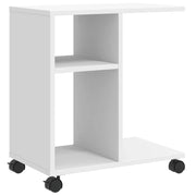 Tavolino | Tavolo laterale con Ruote Bianco 50x30x55 cm in Legno Multistrato