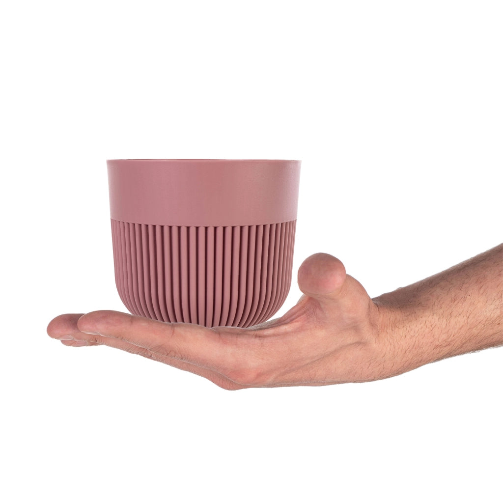 Vaso da fiori KADAX, Coprivaso, 11 cm, Plastica, Rotondo, A coste, Rosa