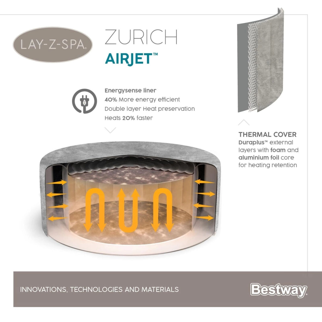 Bestway Lay-Z-Spa 60065 vasca idromassaggio e spa 669 L 4 persona(e) Rotondo Grigio