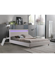 Letto Matrimoniale Moderno Ecopelle Bianco, Led 220x174cm