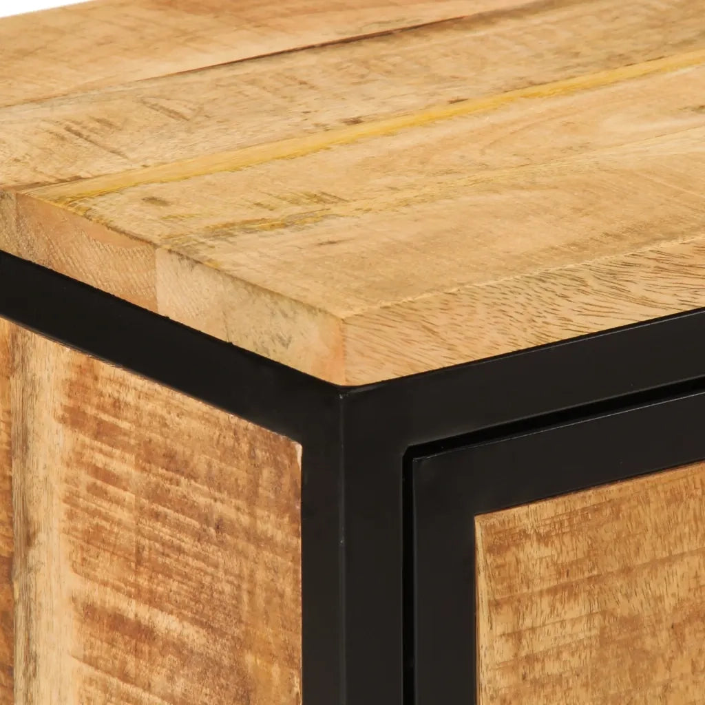 Comodino | Armadio da Notte | Mobiletto da notte 40x30x52,5 cm in Legno Massello di Mango Grezzo