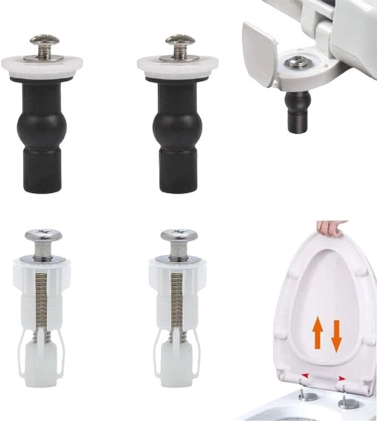 Fissi cerniere WC, impianto di fissaggio cerniere WC da sopra, viti per cerniere WC fissaggio universale set di viti di espansione a gomma viti accessorie per cerniere WC