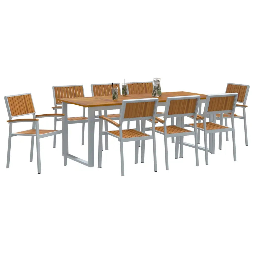 Set da Pranzo per Giardino 9 pcs Grigio 3284358