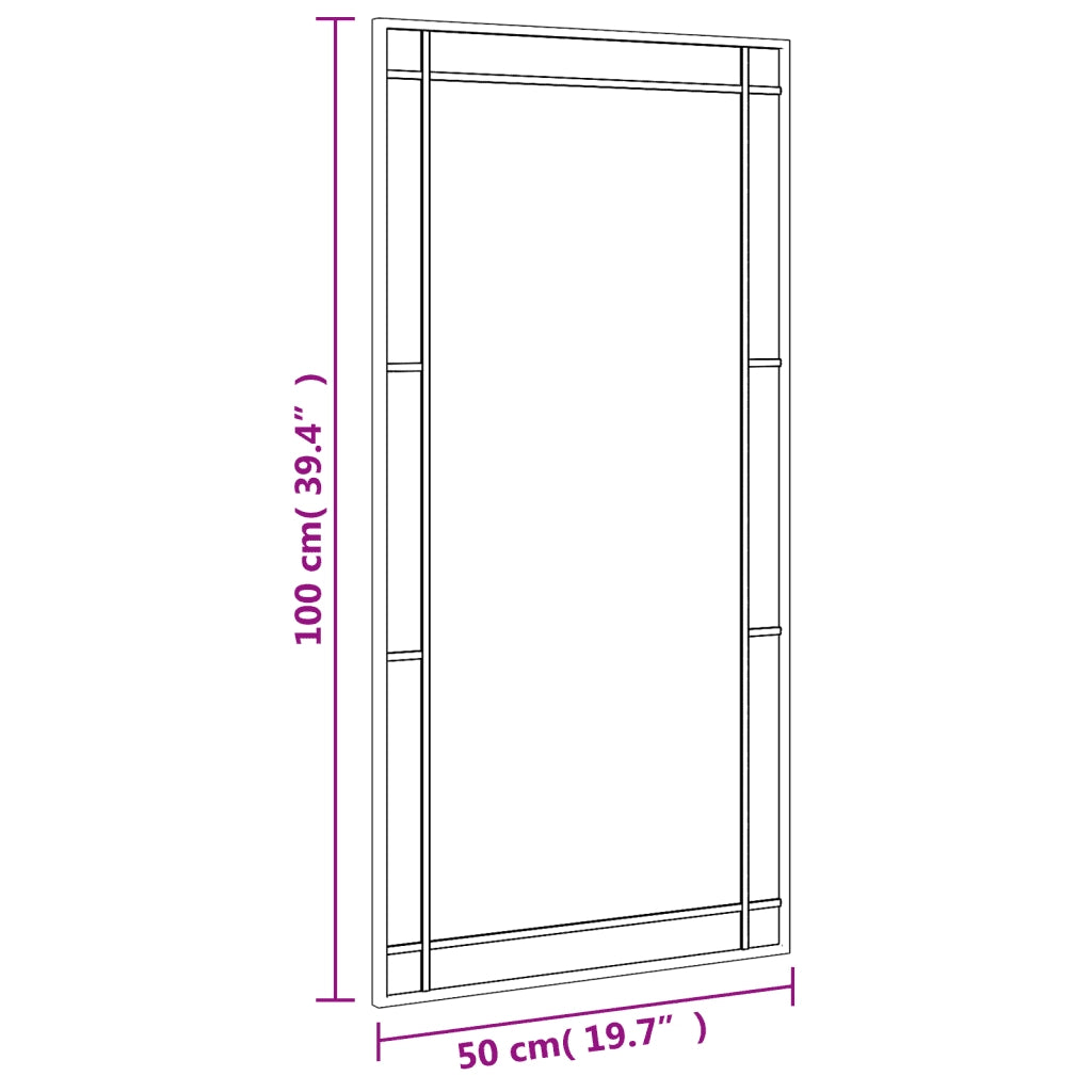 Specchio da Parete-Specchio a muro Nero 50x100 cm Rettangolare in Ferro