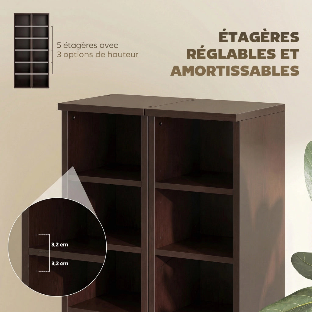 Libreria a colonne per CD e DVD ¨C zephmum ¨C marrone 21x22.5x88.5 cm