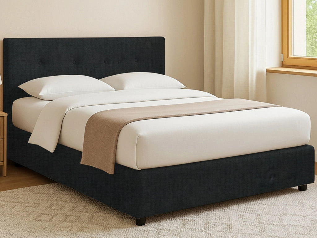 Preston, Letto Matrimoniale Sfoderabile Made in Italy, Grigio Scuro