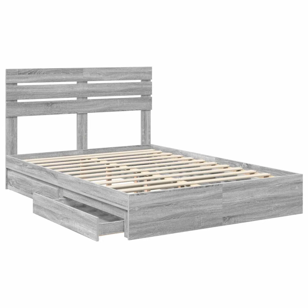 Letto con Contenitore con testiera-Struttura Letto con contenitore Grigio Sonoma 150 x 200 cm 817260
