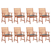 Sedie da Pranzo da Esterni con Cuscini 8 pz Massello di Acacia cod mxl 8584