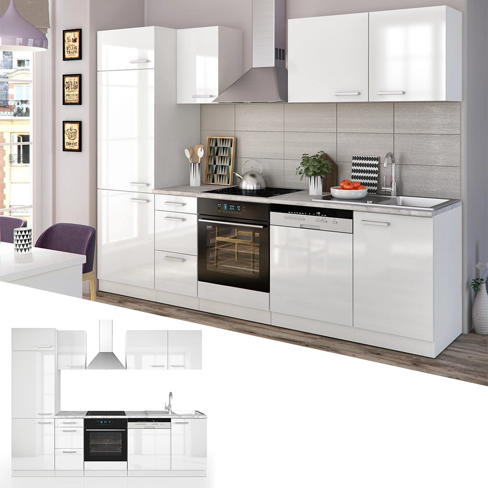 Vicco Cucina componibile Bianco 270 cm senza piano di lavoro