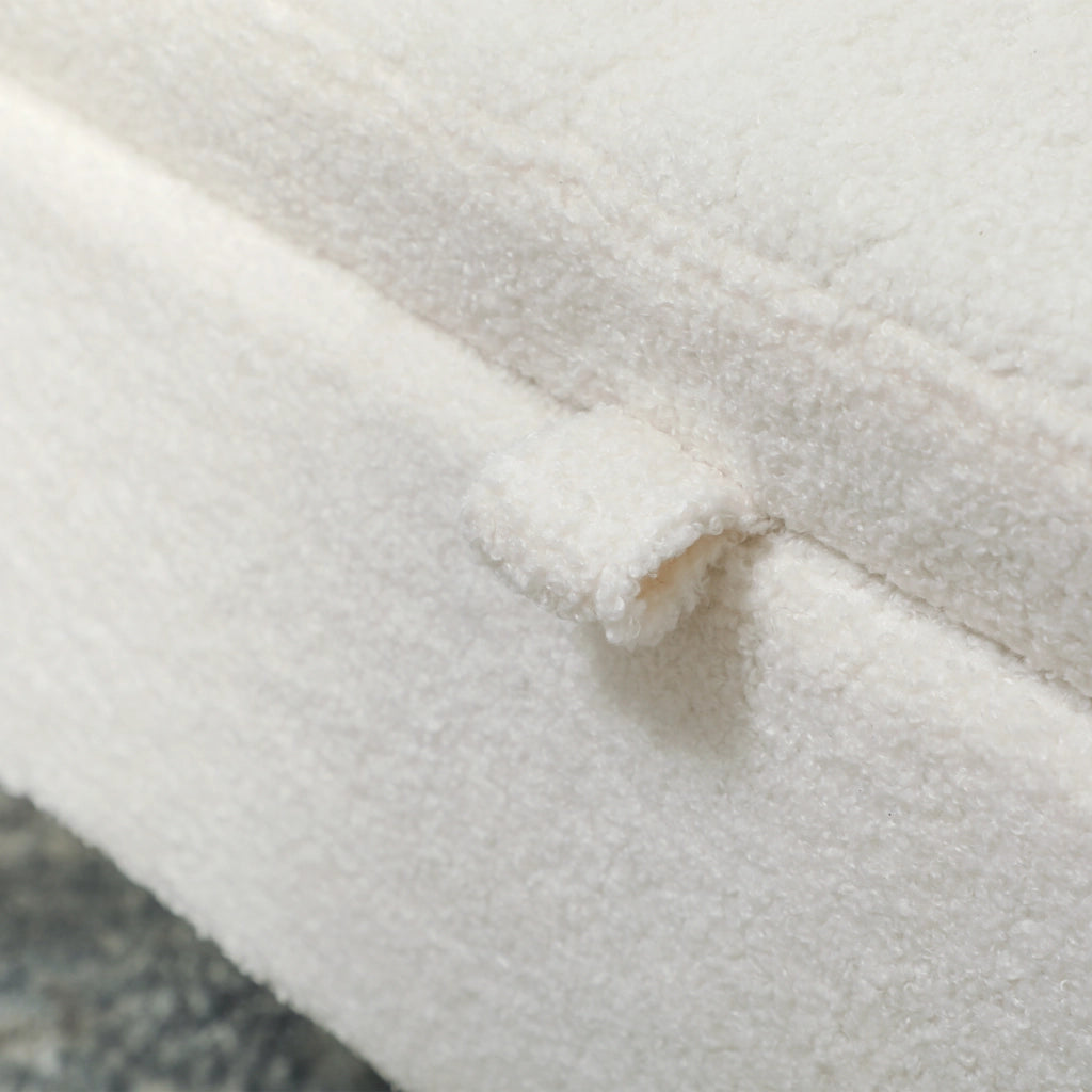 Panca contenitore imbottita con coperchio e gambe in metallo in poliestere bianco 114 × 47 × 46,5 cm