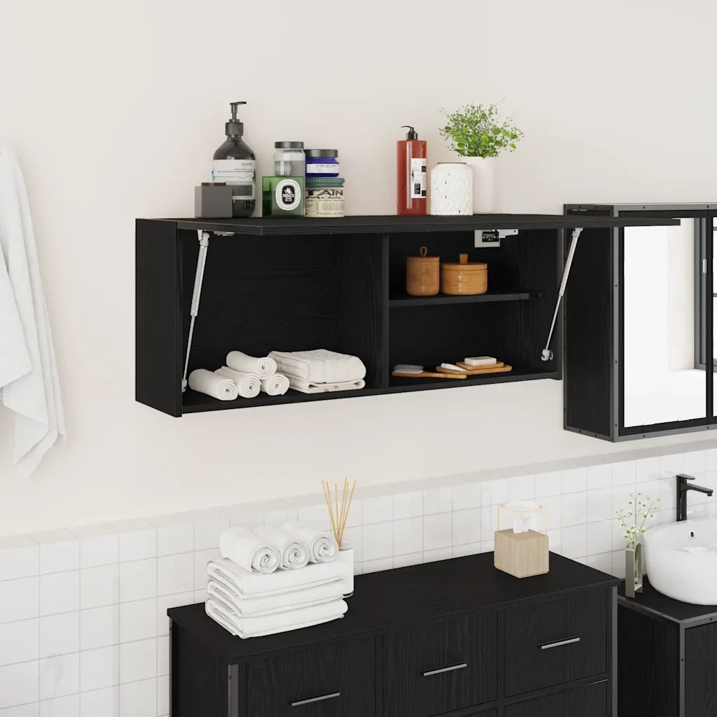 Mobile da Bagno a Parete Nero 100x25x40 cm in Truciolato 860104
