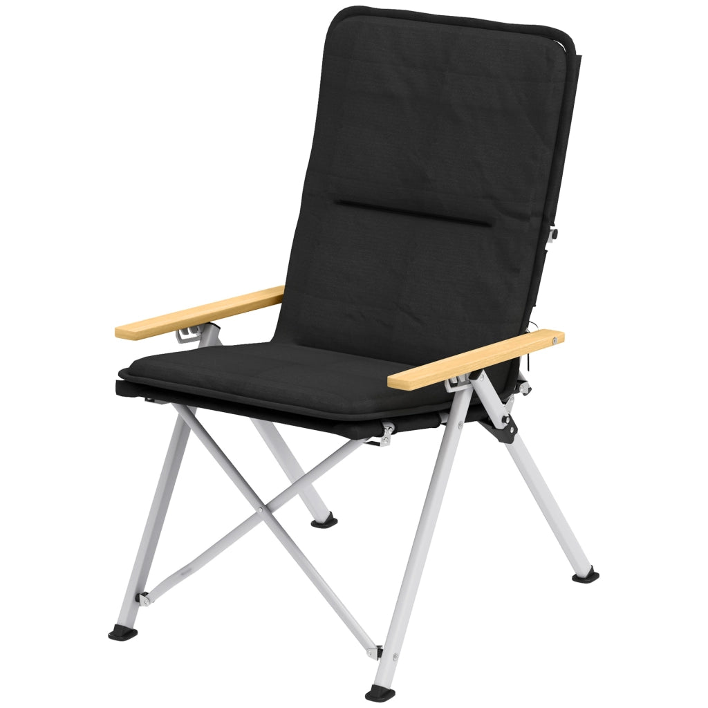 Sedia da camping pieghevole con schienale alto, cuscino amovible e sacco ¨C zephmum ¨C 59x67x96 cm, nera