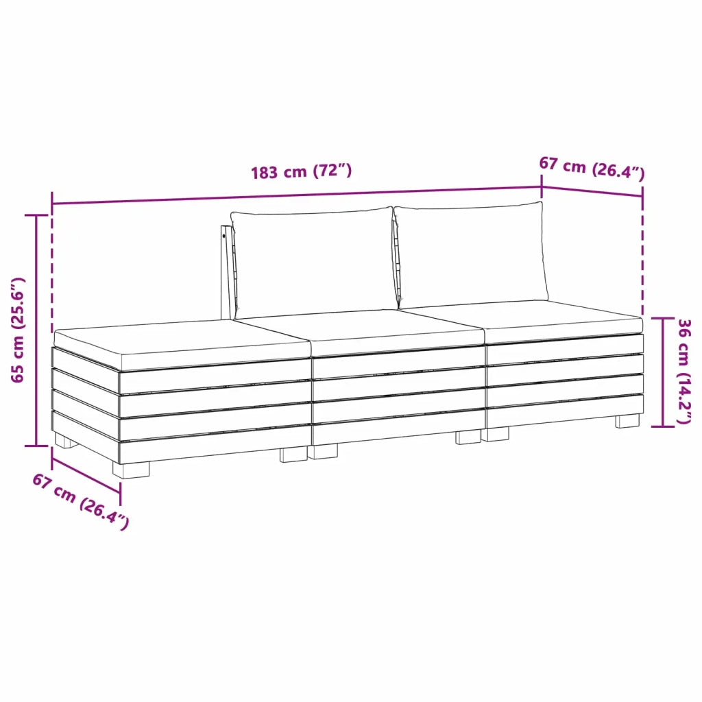 Set di divani da esterno con cuscino 3 Pezzo Marrone 3403096