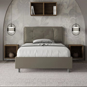 Letto imbottito Piazza e mezzo 120x210 cm Large - Similpelle,Cappuccino,Con rete