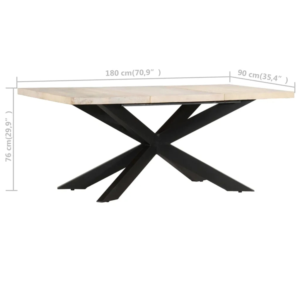 Tavolo da Pranzo 180x90x76 cm in Massello di Mango Sbiancato 285964
