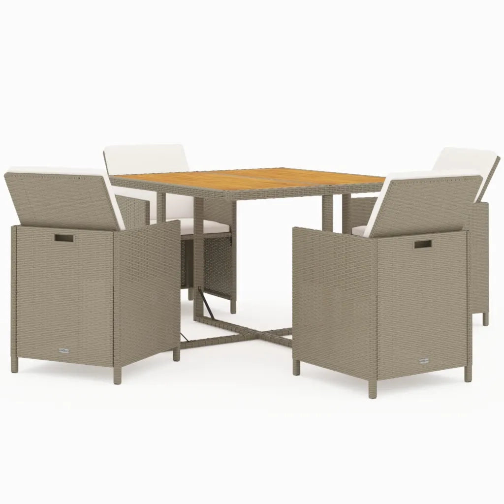 Set da Pranzo per Giardino 5 pz con Cuscini in Polyrattan Beige cod mxl 38601