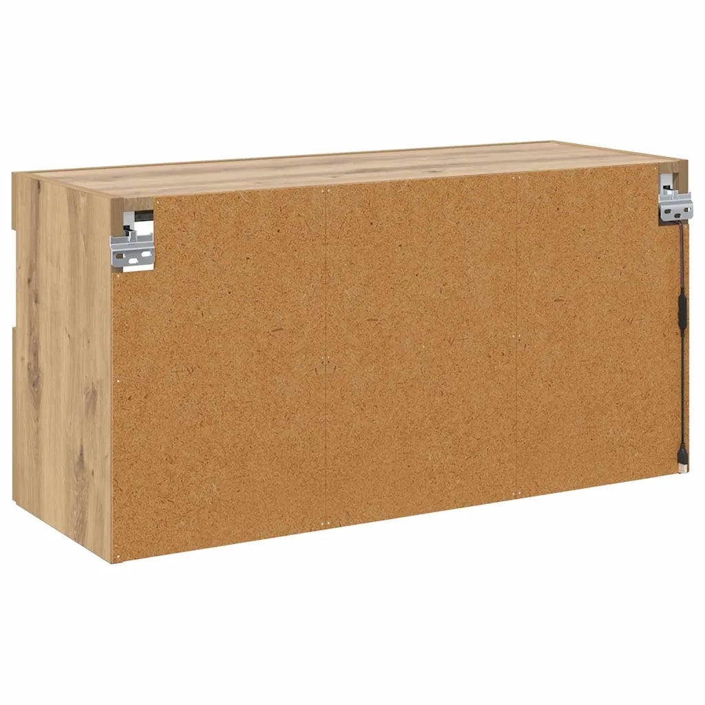 Mobile TV da parete con LED Rovere artigianale 80 x 30 x 40 cm 882979
