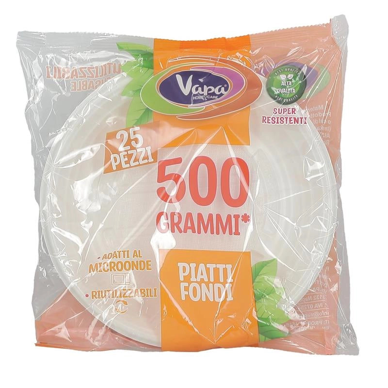 PIATTI VAPA 25PZ FONDI 500 GR RIUTILIZZABILI SUPER RESISTENTI