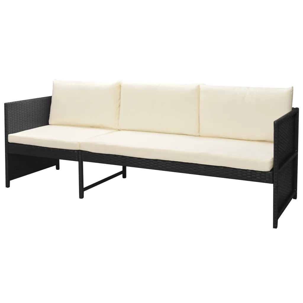 Set Divani da Giardino 6 pz con Cuscini in Polyrattan Nero 43010