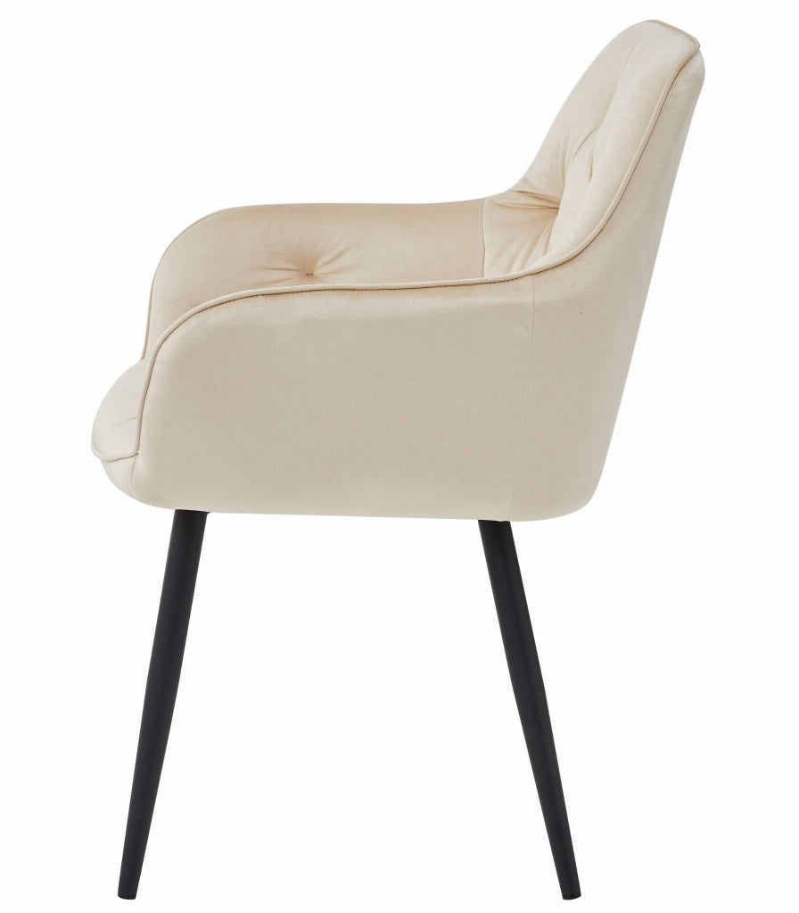 Sedie da pranzo Valora LUKK - Velluto beige con gambe nere x2