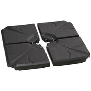 BASE PER OMBRELLONE IN HDPE DA 4 PEZZI, RIEMPIBILI CON ACQUA E SABBIA MAX 18KG, 103X103X8.3 CM, NERO