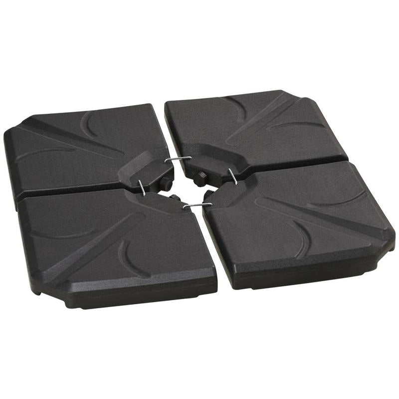 BASE PER OMBRELLONE IN HDPE DA 4 PEZZI, RIEMPIBILI CON ACQUA E SABBIA MAX 18KG, 103X103X8.3 CM, NERO