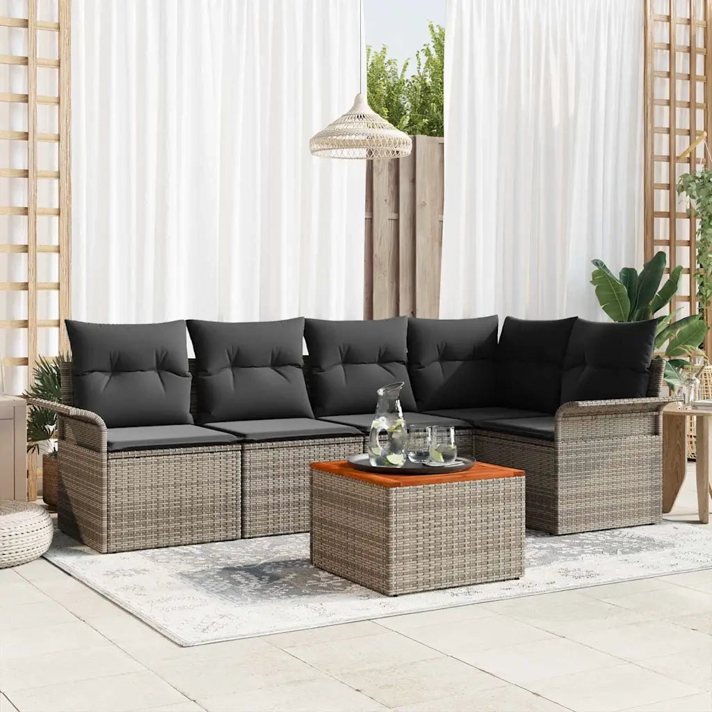 Set Divano da Giardino 6 pcs Grigio polyrattan 3355997