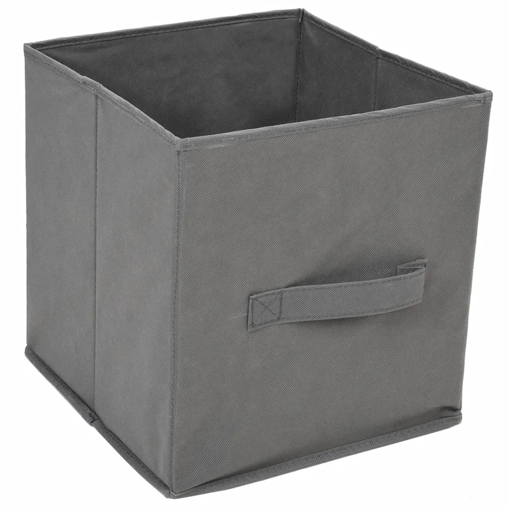 Mobile contenitore con 4 cestini in tessuto 63 x 30 x 71 cm leggero e stabile design elegante in acciaio grigio 02_0046934