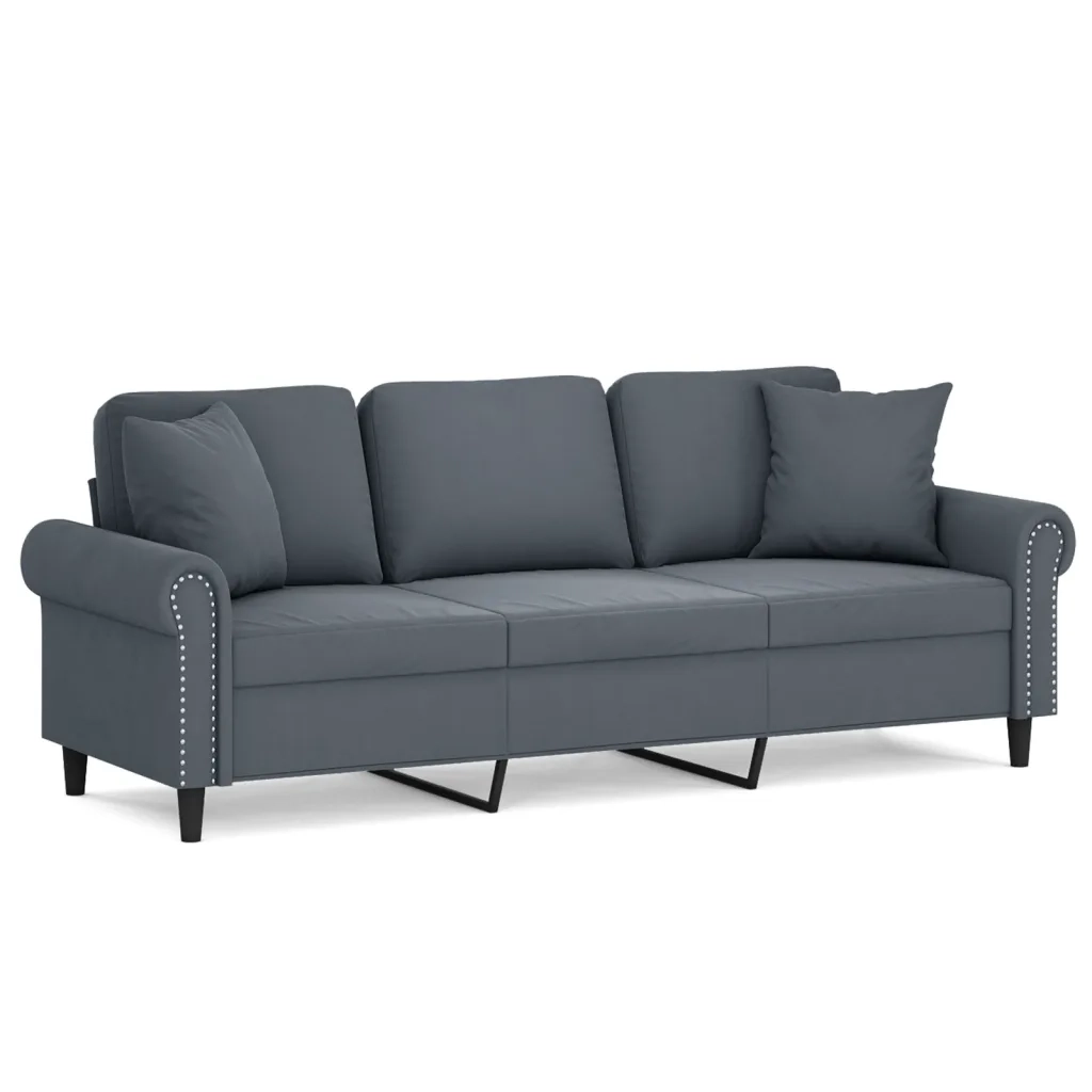 Divano a 3 Posti con Cuscini-Sofa 3 Posti con Cuscini Grigio Scuro 180 cm in Velluto 975274