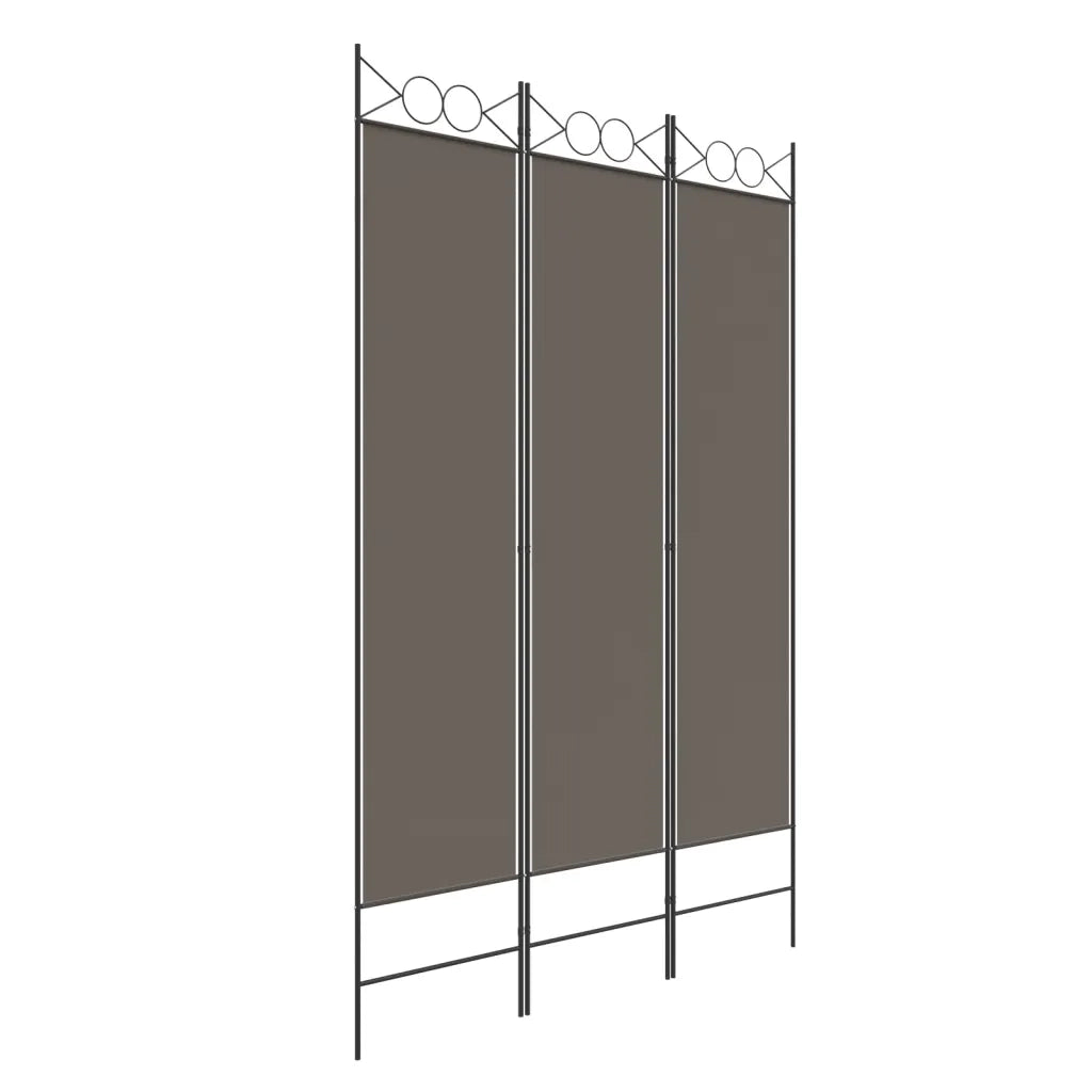 Divisorio a 3 Pannelli Antracite 120x200 cm in Tessuto 350148