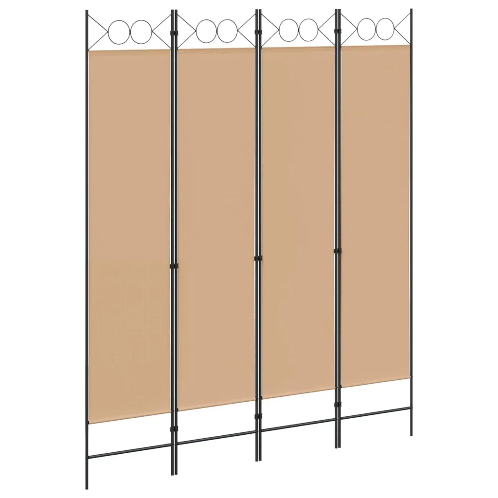 Paravento a 4 Pannelli Beige 160 x 200 cm Tessuto 42039200