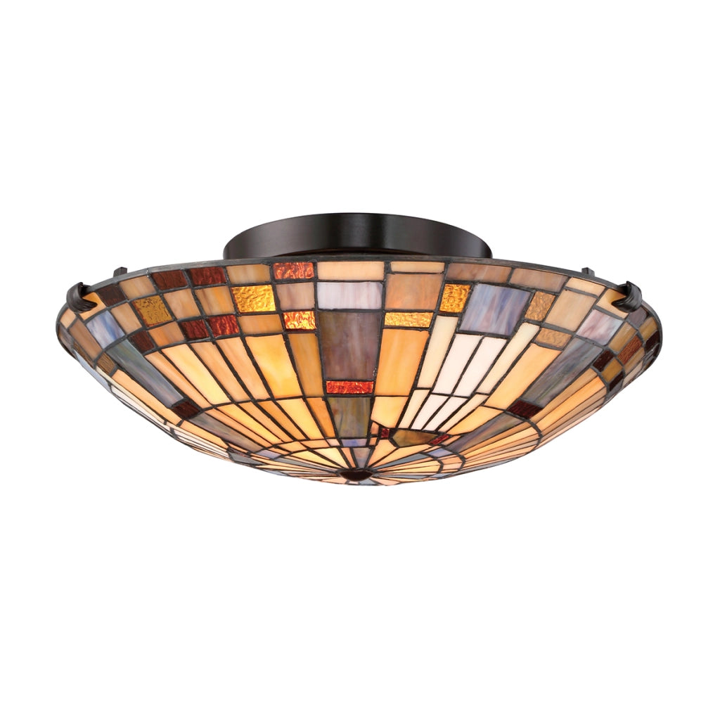 Plafoniera vetrata multicolor Inglenook Quoizel 2xE27