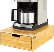 Caffettiera a Capsule con Stand e Sacchetti per Tè in Capsule, Scatola di Ricarica, Supporto e Cassettino in Bambù