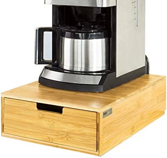 Caffettiera a Capsule con Stand e Sacchetti per Tè in Capsule, Scatola di Ricarica, Supporto e Cassettino in Bambù