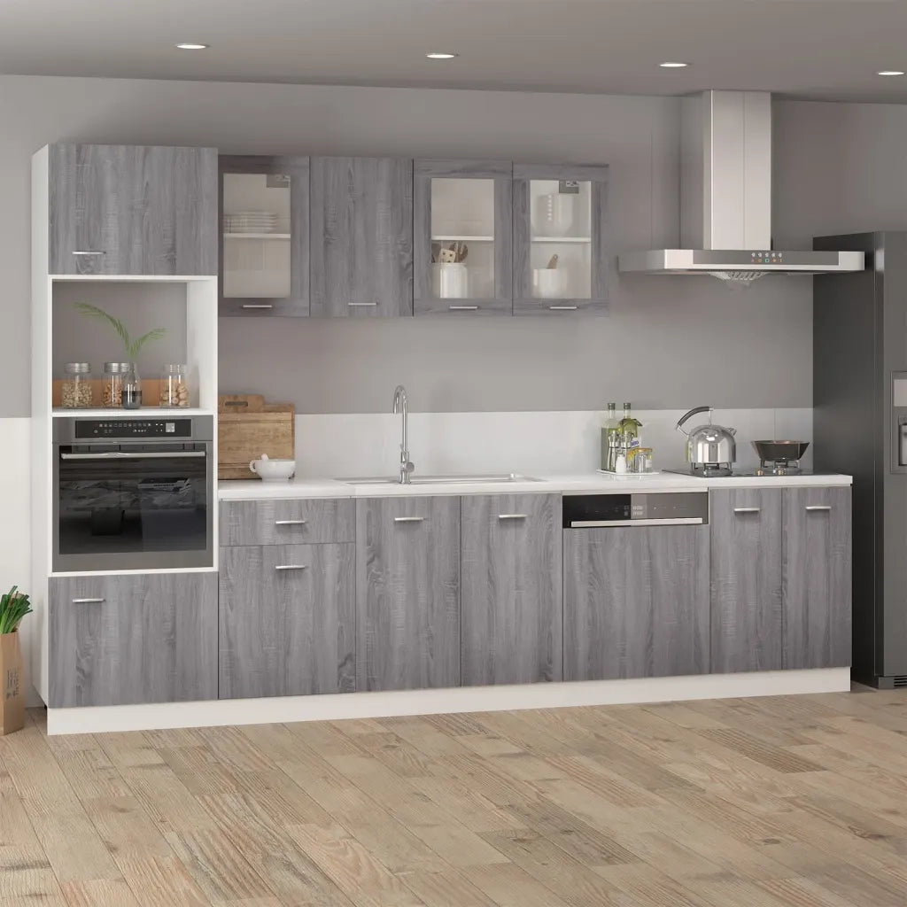 Mobile Pensile Vetro Grigio Sonoma 40x31x60cm Legno Multistrato cod mxl 71198