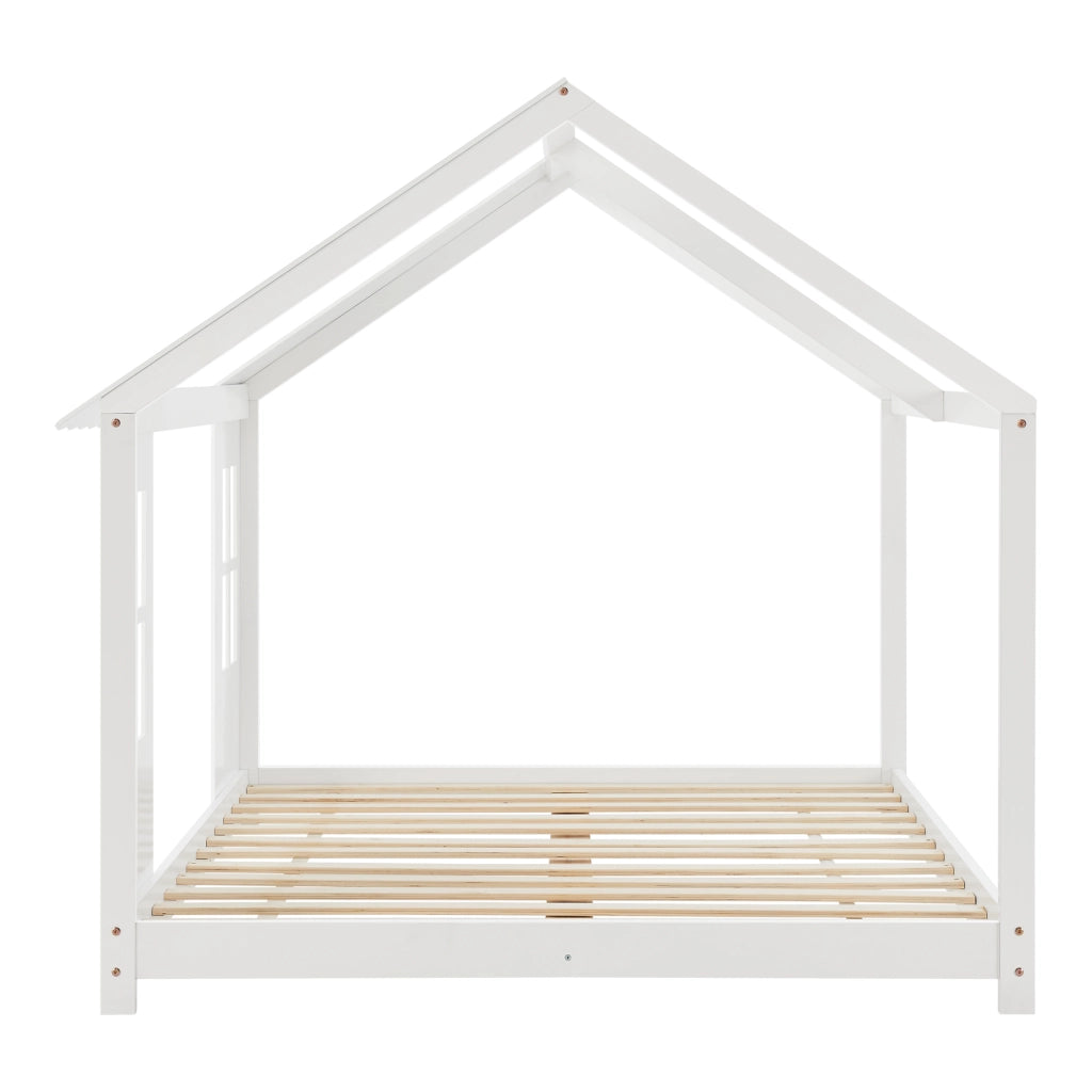 Letto Tostedt per Cameretta a Forma di Casetta Semiaperta 120 x 200 cm Bianco [en.casa]