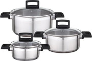 Set di padelle in acciaio inossidabile a 3 pezzi - argento - 24 cm